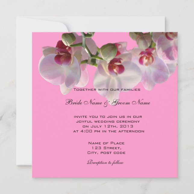 Convites de casamento com flores de orquídea rosa  (Frente)