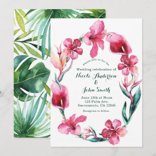 Convites de Casamento com Flores Havaianas Tropica