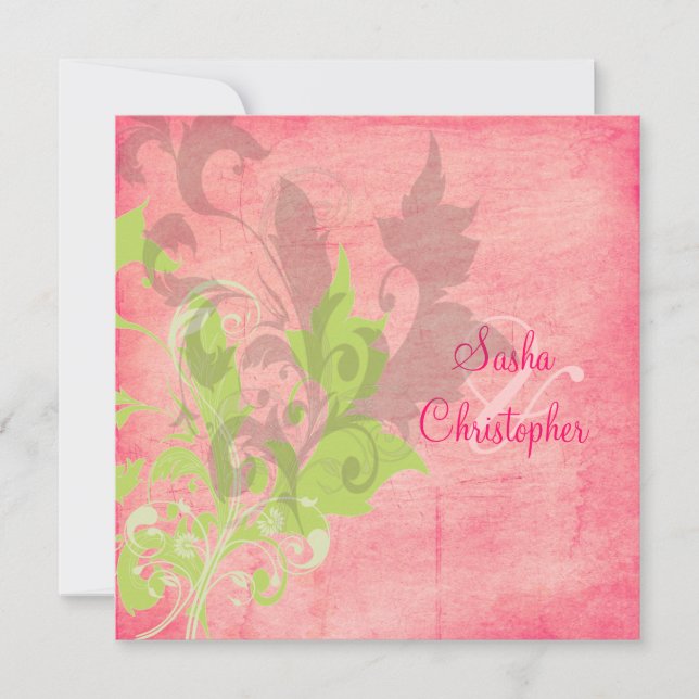 Convites de casamento com folhas/suavemente ondula (Frente)