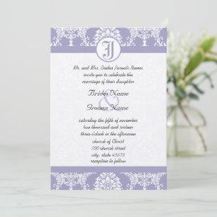 Convites de Casamento com Foto Damask Lavanda Vint