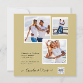 Convites de Casamento com Foto Dourada Código QR S