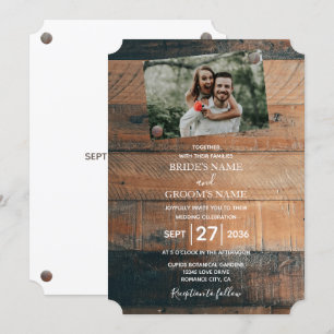Convites de Casamento com Foto em Madeira Rústica