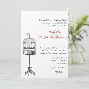 Convites de Casamento com Gaiola de Pássaro Vintag