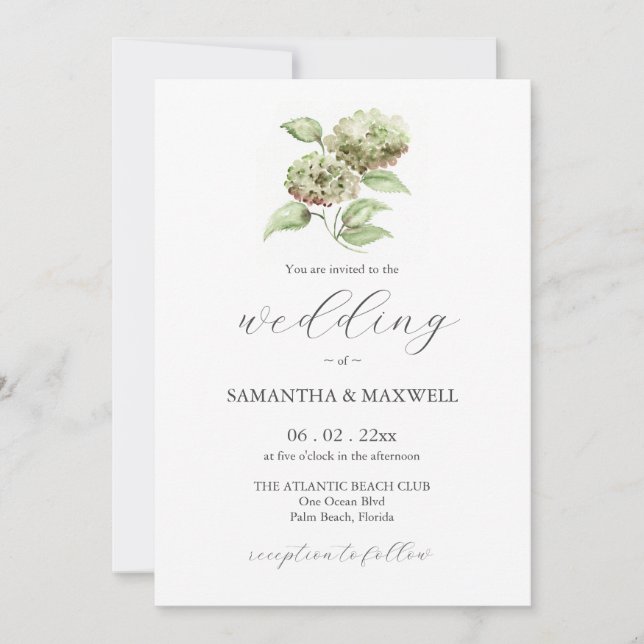 Convites de Casamento com Hortênsias (Frente)