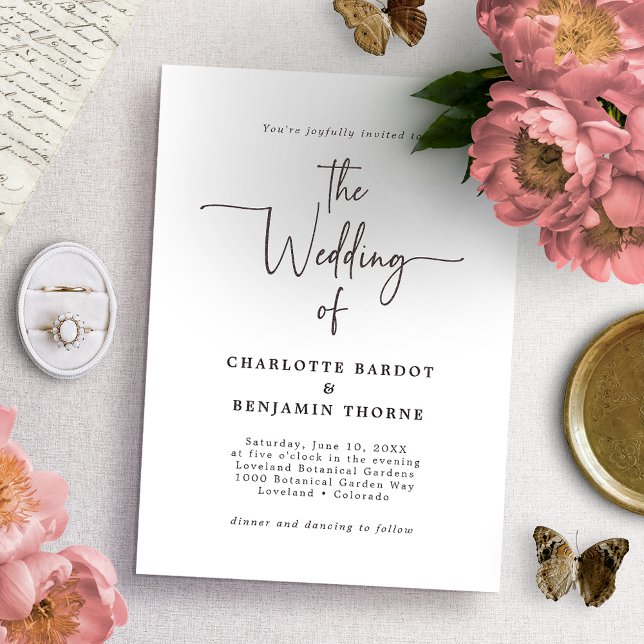 Convites de Casamento com Letra de Script Minimali (Criador carregado)