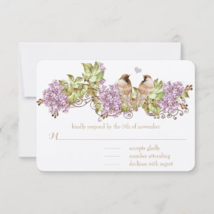 Convites de Casamento com Lilás Roxo Vintage Pássa