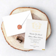 Convites de Casamento com Monograma Floral Dourado