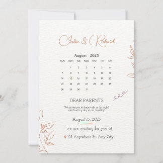 Convites de casamento com o calendário 2024
