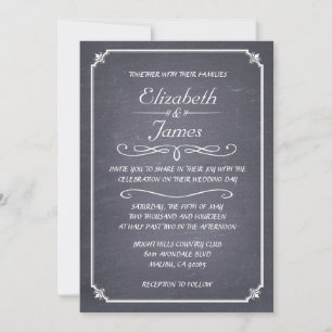 Convites de Casamento com Quadro Negro e Giz Branc