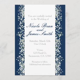 Convites de Casamento com Respiração de Bebê Azul 