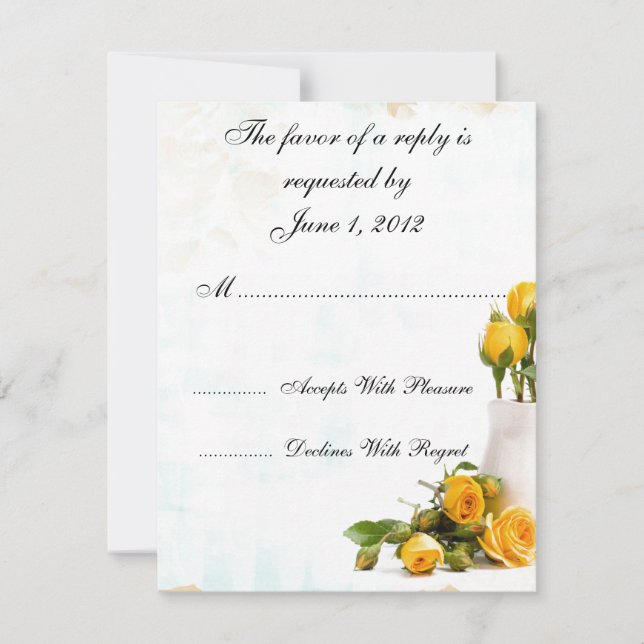 convites de casamento com rosas amarelas RSVP (Frente)