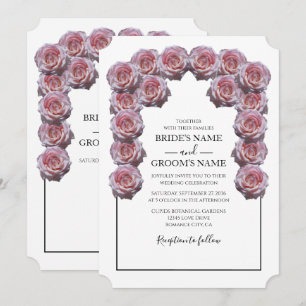 Convites de Casamento com Rosas Rosa Claro Rústica