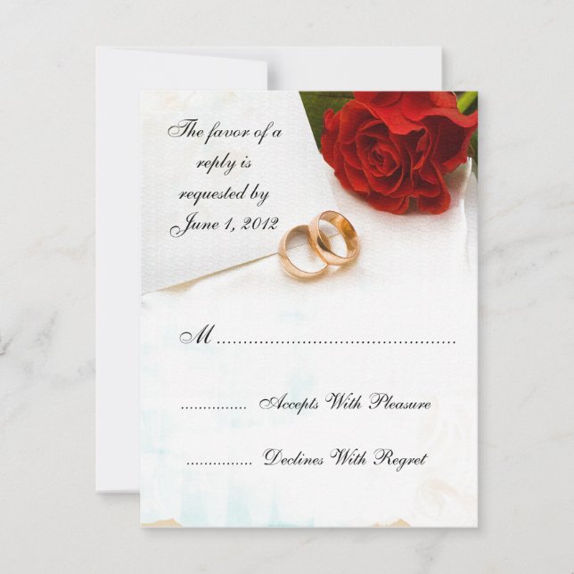 convites de casamento com rosas vermelhas RSVP (Frente)