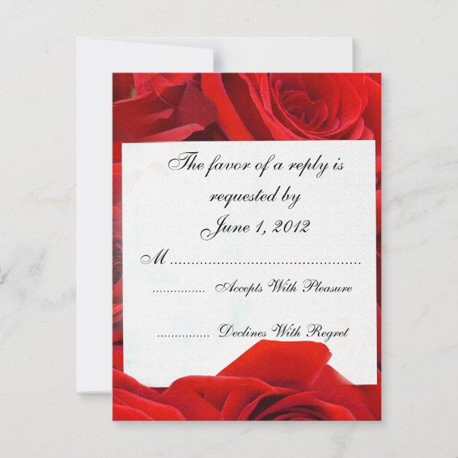 convites de casamento com rosas vermelhas RSVP (Frente)