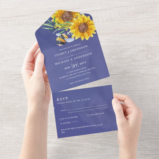 Convites de casamento com RSVP Abelhas Rústicas de (Tearaway)