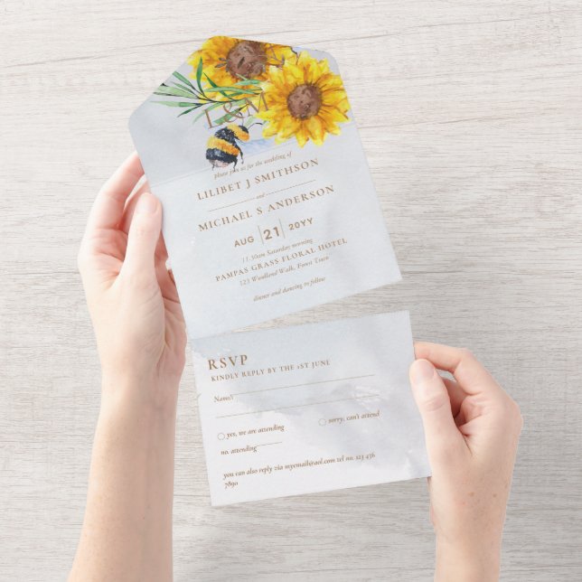 Convites de casamento com RSVP Abelhas Rústicas de (Tearaway)