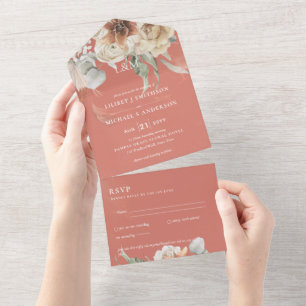 Convites de casamento com RSVP   Grama BOHO Pampas