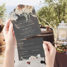 Convites de casamento com RSVP | Grama BOHO Pampas