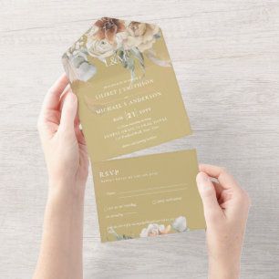Convites de casamento com RSVP   Grama BOHO Pampas