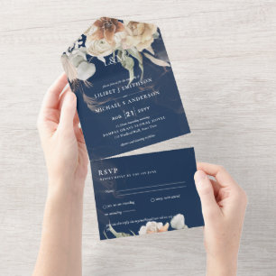 Convites de casamento com RSVP   Grama BOHO Pampas