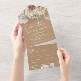 Convites de casamento com RSVP | Grama BOHO Pampas