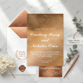 Convites de Casamento Copper Hearts