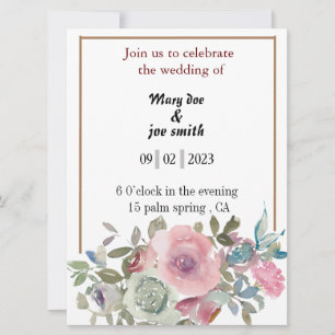 convites de casamento cor d'água floral