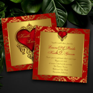 Convites de Casamento Coração Elegantes Vermelho e