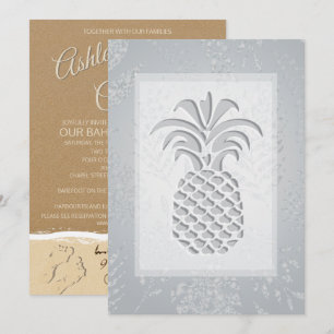 Convites de Casamento Corações de Abacaxi Tropical