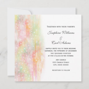 Convites de Casamento Corações em Aquarela Pastel