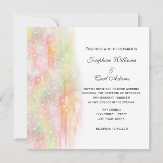 Convites de Casamento Corações em Aquarela Pastel