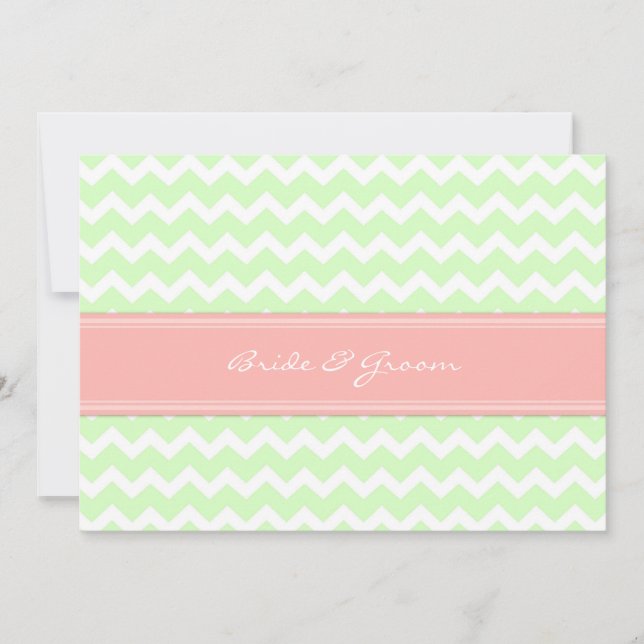 Convites de Casamento - Coral Chevron (Frente)