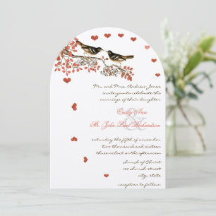 Convites de Casamento Coral Ember Glow Vintage Bir