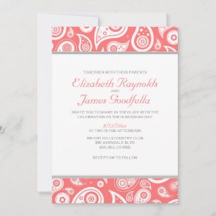 Convites de Casamento Coral Paisley