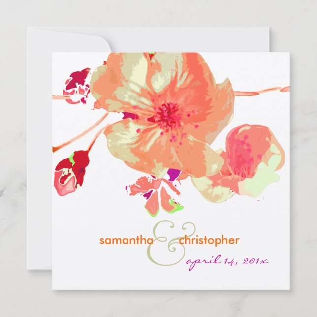Convites de casamento cornizo/ rosa/ pêssego (Frente)