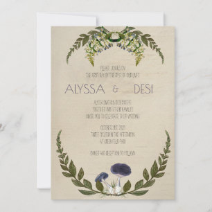 Convites de Casamento Cottagecore com Cogumelos Vi
