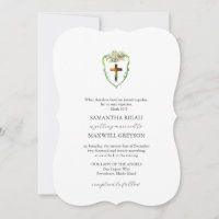 Convites de Casamento Cristãos com Brasão Floral e