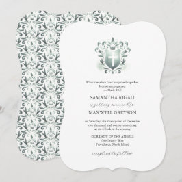 Convites de Casamento Cristãos com Crista em Verde