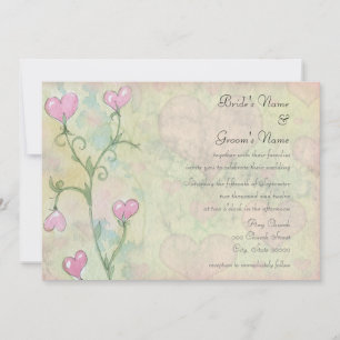 Convites de Casamento Cute Flores Coração Aquarela