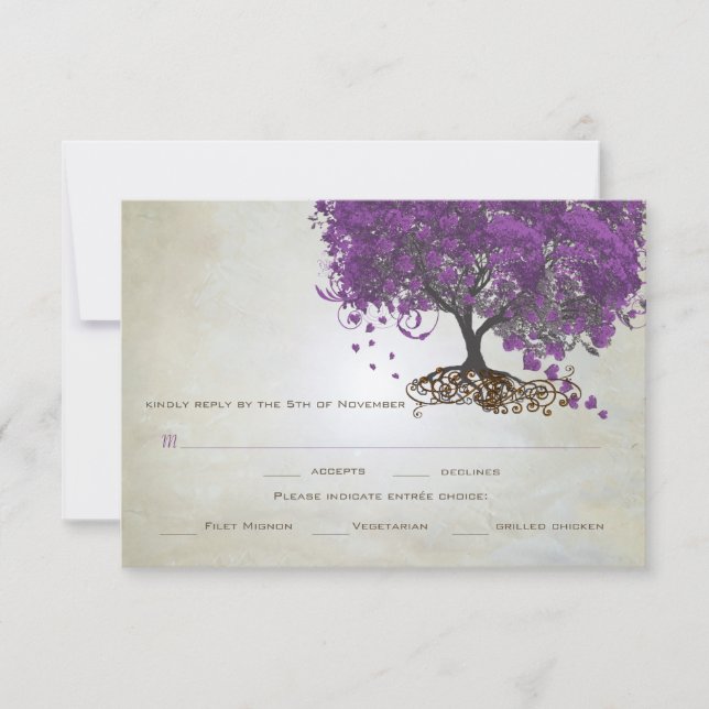 Convites de Casamento da Árvore de Folhas Coração  (Frente)