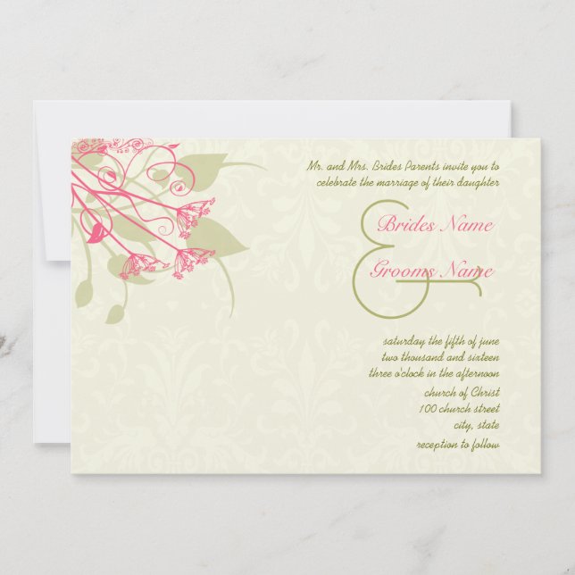 Convites de Casamento Damasco de Dente-de-Leão Fra (Frente)