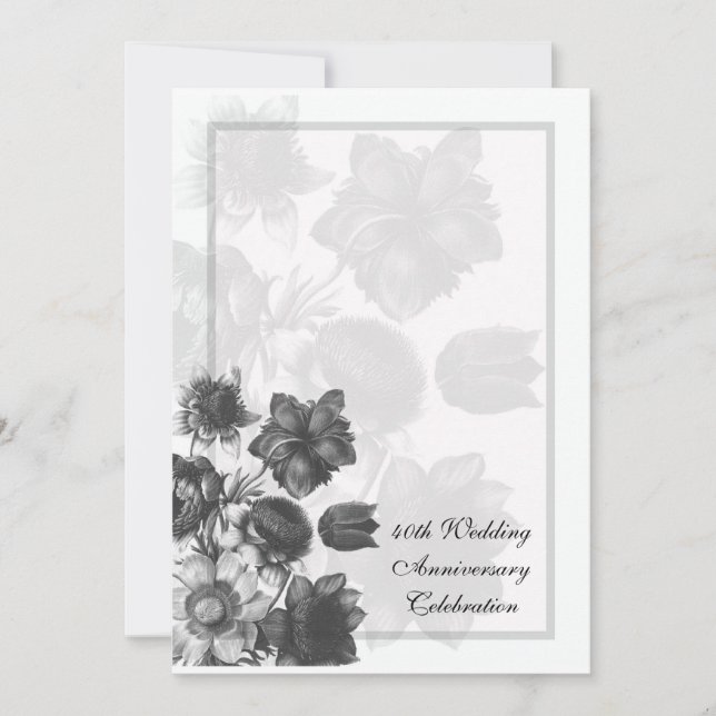 Convites de Casamento de Aniversário com Buquê de  (Frente)