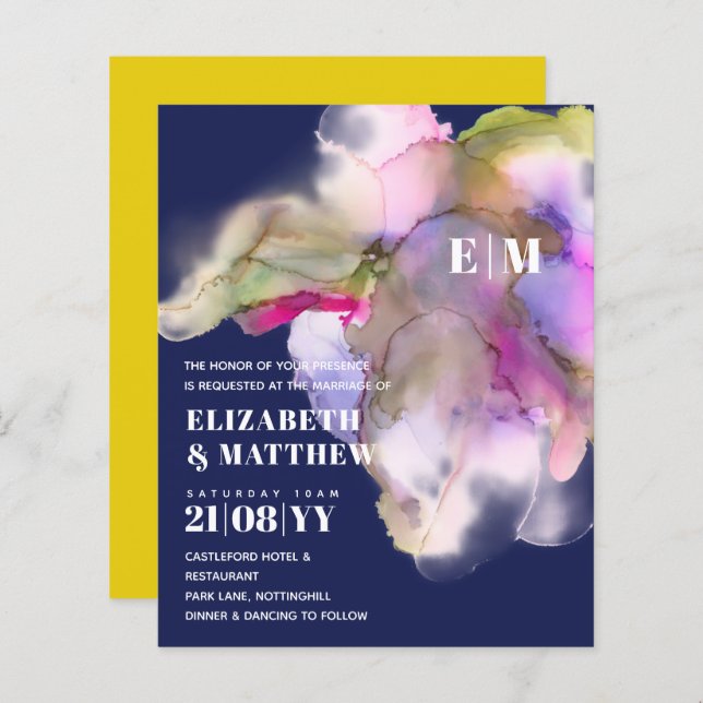 CONVITES DE CASAMENTO de Aquarela do Técnico BUDGE (Frente/Verso)