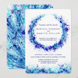 Convites de casamento de arte aquosa azul