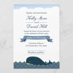 Convites de Casamento de Baleia Azul e Mar Elegant