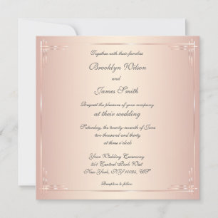 Convites De Casamento De Blush Quadrado Elegante