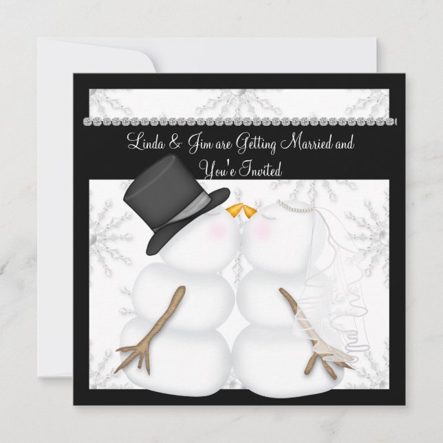Convites de casamento de boneco de neve FOFO com f (Frente)