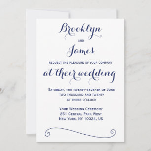 Convites De Casamento De Branco E Azul Personaliza