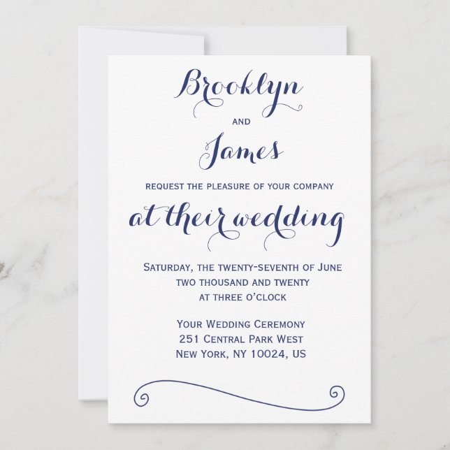 Convites De Casamento De Branco E Azul Personaliza (Frente)