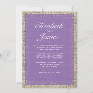 Convites De Casamento De Burlap De Vintage Roxo